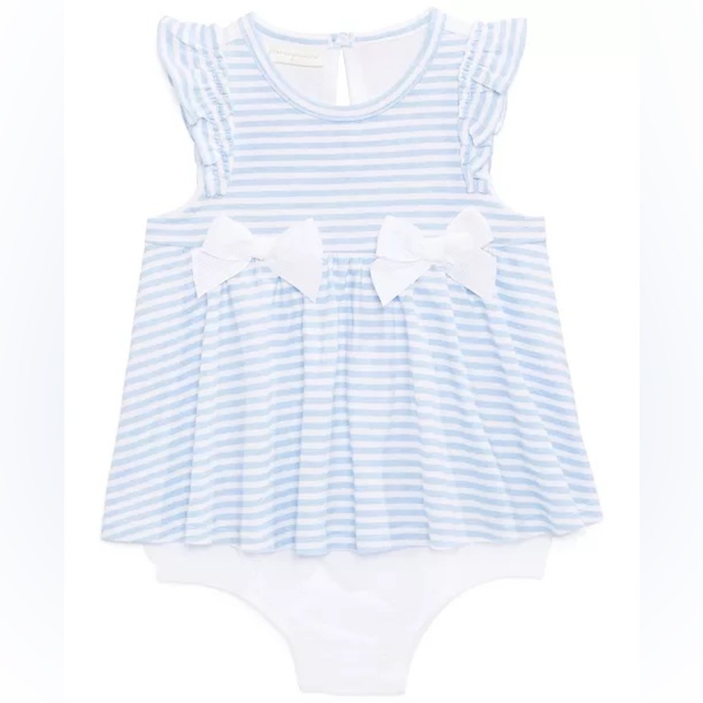 First Impressions Blue and White Striped Baby Girl Sunsuit